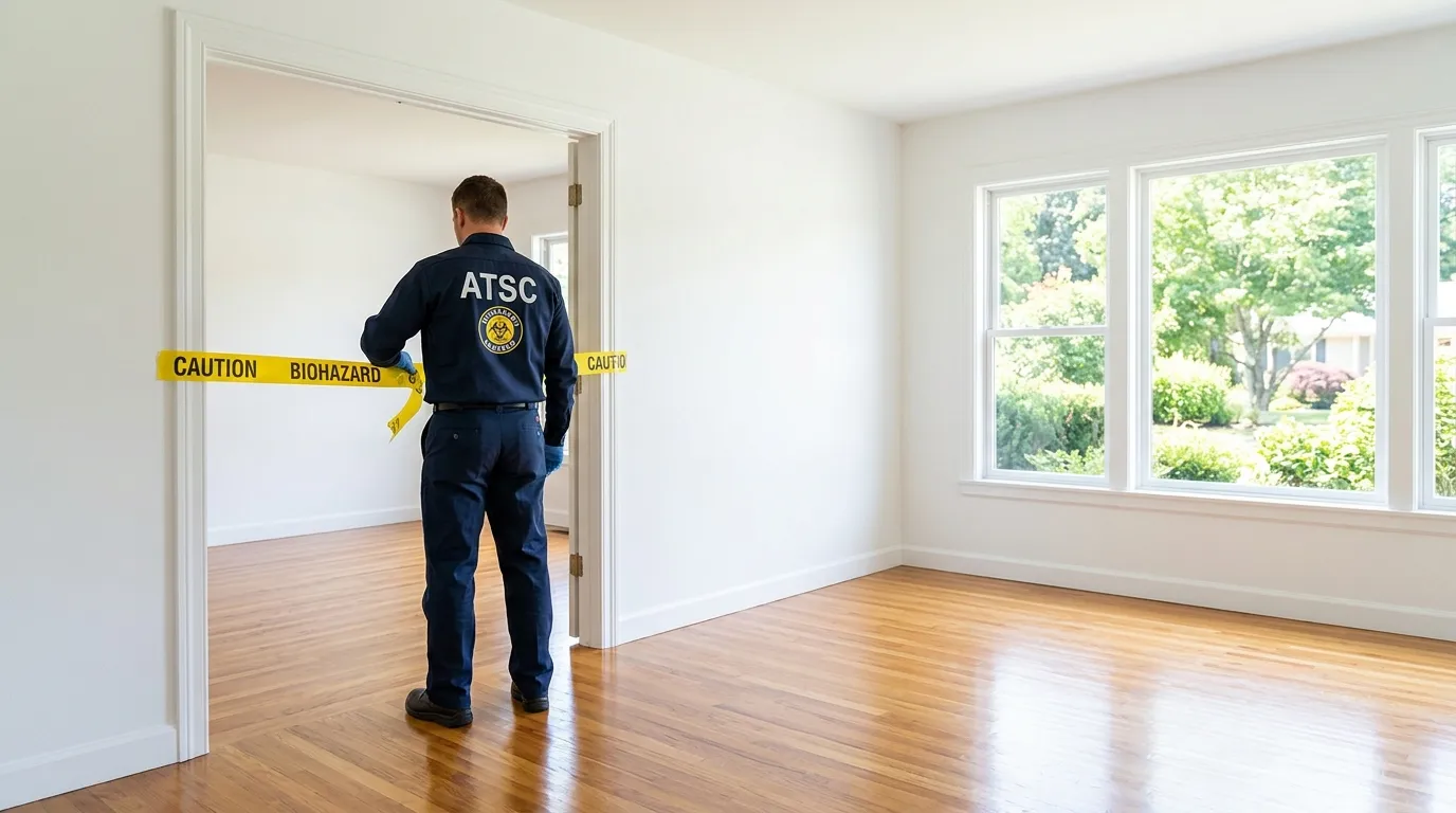 Certified biohazard cleanup crew performing Decomposition Cleanup in Hollis